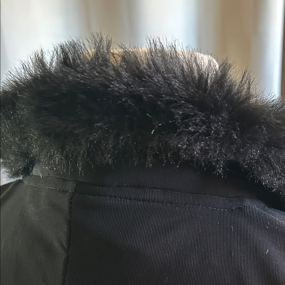 PerSeption Black Floor Length Coverup with Faux Fur Collar - Picture 4 of 7